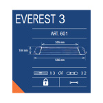 ΒΑΣΗ ΣΚΙ ΟΡΟΦΗΣ 3 ΖΕΥΓΑΡΙΑ ΣΚΙ/2 SNOWBOARD 56,6cm ΑΛΟΥΜΙΝΙΟΥ ΑΣΗΜΙ ΜΕ ΚΛΕΙΔΙ EVEREST 3 K39 - Image 2