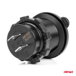 ΠΡΙΖΑ ΜΕ 2 ΘΥΡΕΣ USB ΚΑΙ ΚΑΠΑΚΙ ΜΑΥΡΗ 12/24V 4.2A ΑΔΙΑΒΡΟΧΗ ΜΕ ΜΠΛΕ LED ΦΩΣ ΕΝΔΕΙΞΗΣ  AMIO - 1 ΤΕΜ. - Image 2